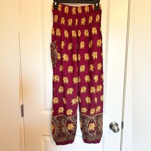 Harem Elephant Print Bohemian Pants